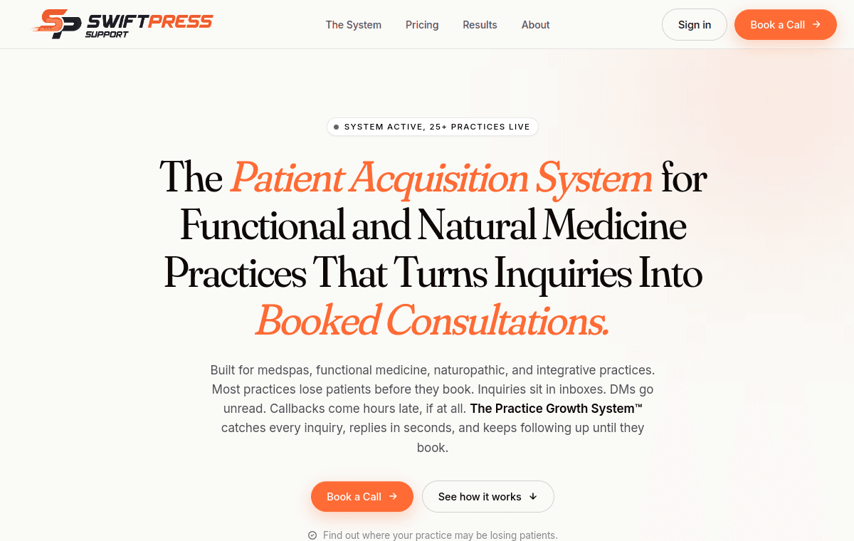 SwiftPress Support — Patient acquisition by Gavior